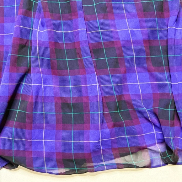 Ann Taylor Purple& Black Plaid Long Sheer Sleeve Midi Dress Size Medium - Picture 5 of 6